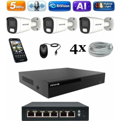 Amiko IP 3 kamerový set so switchom Ai Dl Tube 1501K3V2