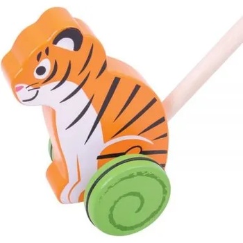 Bigjigs Toys - Дървена играчка за бутане - Тигър (BB137)