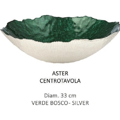 Crystal Bohemia Misa Aster vo vianočnom prevedení zeleno-strieborná 33 cm