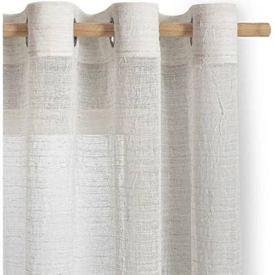 RESTILO závěs DRIMAR barva béžová moderní styl stříbrné kroužky materiál len, mikrovlákno 140x270