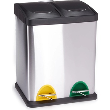 MSV Стоманено кошче за боклук за рециклиране с педал в матово сребрист цвят 2x8 l Tri Selectif - MSV (100352)