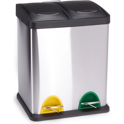 MSV Стоманено кошче за боклук за рециклиране с педал в матово сребрист цвят 2x8 l Tri Selectif - MSV (100352)