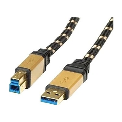 Roline 11028903 USB 3.0 A(M) -> USB 3.0 B(M), 3m, černo/zlatý