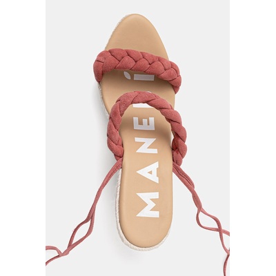 Manebi сандали със скосена пларформа от велур Two Braided Bands Wedge Espadrilles (W.1.5.WE)