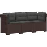 vidaXL Пейка за градина с Cushions във вид на ратан ПП Кафяво (3443839)