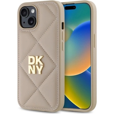 DKNY Калъф DKNY Quilted Stack Logo iPhone 15 - бежов (3666339261092)