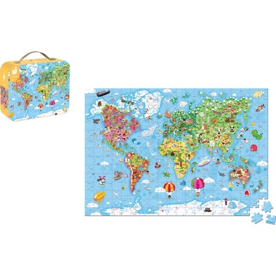 Janod Mapa světa v kufříku 300 dílků