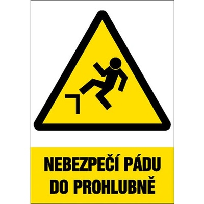 Značka Nebezpečí pádu do prohlubně, samolepicí fólie, 210 × 297 mm BZ FE390