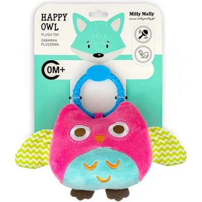 Milly Mally Závesná plyšová sovička Happy owl ružová