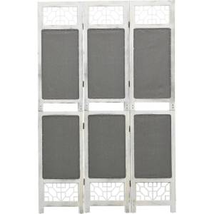 vidaXL Параван за стая, 3 панела, сив, 105x165 cм, текстил (338554)