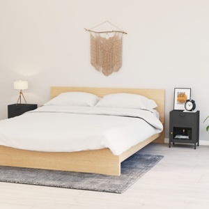 vidaXL Нощни шкафчета, 2 бр, антрацит, 40x30x54, 5 см, стомана и стъкло (3095204)