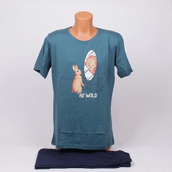 Image 1 of Мъжка лятна пижама с картинка на лъв и заек