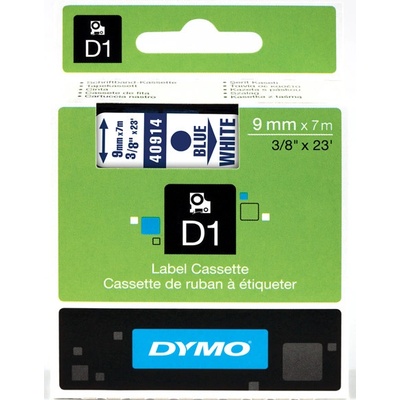 Dymo 40914 D1 Blue On White Tape 9mm