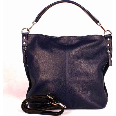 Kožená tmavěkabelka na rameno i crossbody 7733 modrá