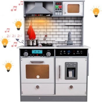 Derrson XL dřevěná kuchyňka se světly a zvuky šedá
