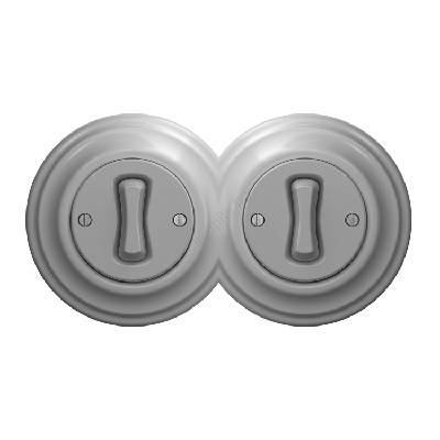 - Двоен ретро еднополюсен ключ с рамка № 1 сив (KA0053A)