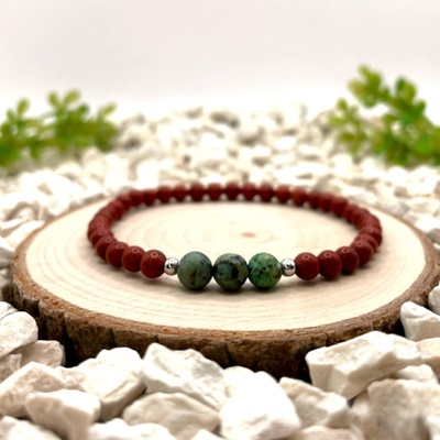 Certom Minerální náramek červený jaspis a africký tyrkys – síla a ochrana 0164