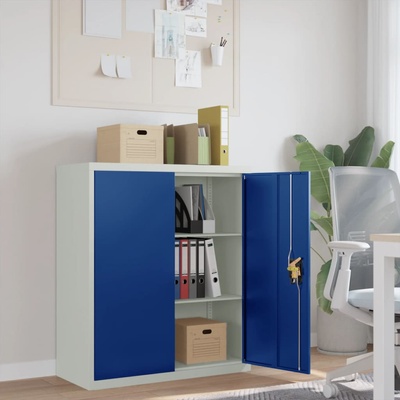 vidaXL Шкаф за папки, светлосиво и синьо, 90x40x105 см, стомана (339742)