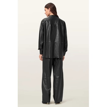 AllSaints Кожен панталон AllSaints ASH в черно с широка каройка, с висока талия W028TD (W028TD)