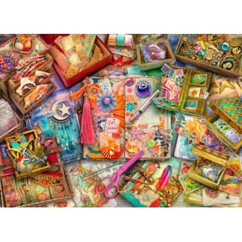 Bluebird Puzzle - Puzzle Stewart: The Junk Journaler's Desk - 500 piese