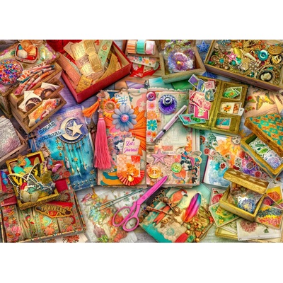Bluebird Puzzle - Puzzle Stewart: The Junk Journaler's Desk - 500 piese
