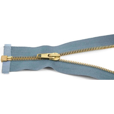 Deliteľný kovový mosadzný zips č.5 viac farieb - dĺžka (30 - 85 cm) 75 cm Šedá