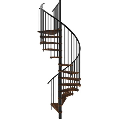 Minka STAIRS Kombinované točité schodiště Spiral Smart ořech/černá pr. 140 cm