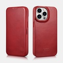 Pouzdro iCarer Oil Wax Curved Edge iPhone 14 Pro Červené
