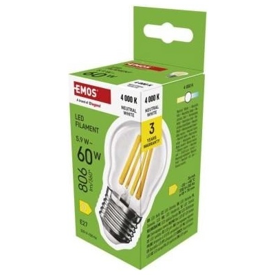 EMOS LED žiarovka Filament Mini Globe E27 5,9 W 60 W 806 lm Neutrálna biela