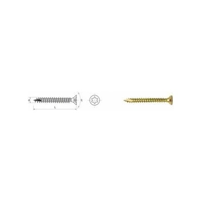 Uncanny Brand Yellow galvanized wood screw on torx 6.0*30mm t30