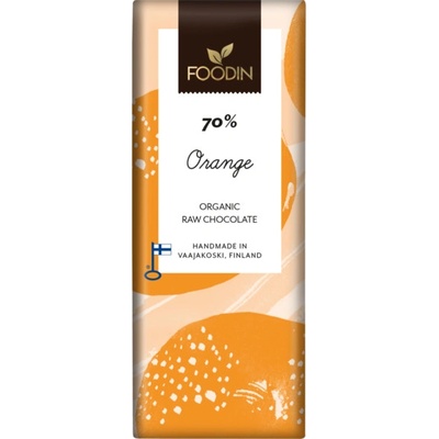 Foodin Raw vegan hořká čokoláda s pomerančem 70% bio bez přidaného cukru 40 g