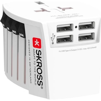 SKROSS Адаптер SKROSS PRO MUV 4 x USB-A, 1.302961, World, Бял (SKROSS-1302961)