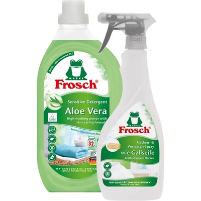 Frosch Prací gél Aloe Vera Sensitive 1500 ml + Odstraňovač škvŕn „žlčové mydlo“ 500 ml