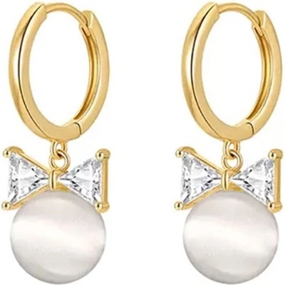 JAY náušnice s mašlí a kočičím okem Monica JAY-9059-ZS56188 zlatá