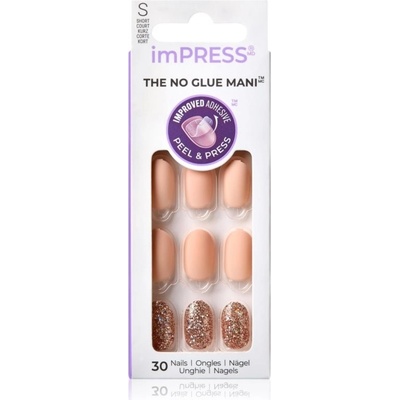 KISS imPRESS The No Glue Mani Short umelé nechty samolepiace Evanesce 30 ks
