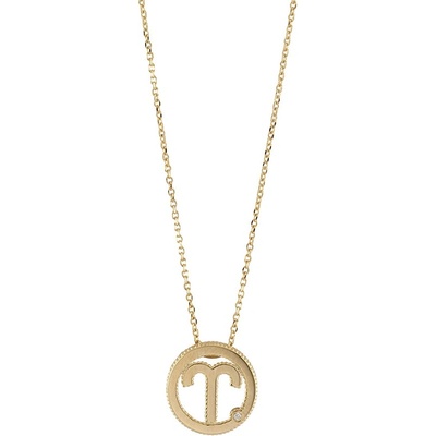 Bliss Дамско златно колие зодия Овен с диамант Bliss 20108270 (20108270)