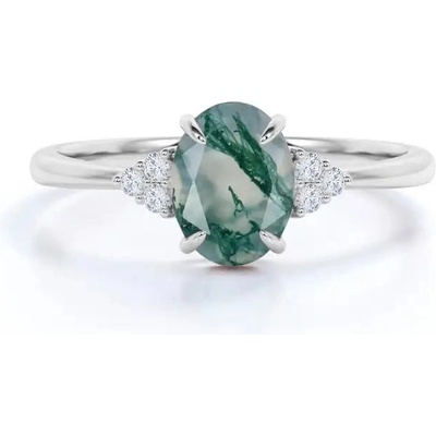 Lunica Stříbrný prstýnek MECHOVÝ ACHÁT 0938 6