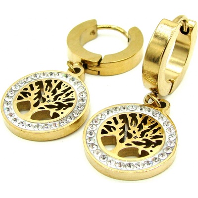 Steel Jewelry náušnice STROM ŽIVOTA chirurgická ocel Gold NS231195