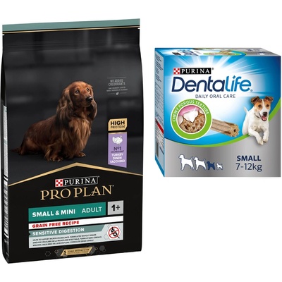 PRO PLAN 7 кг/ 12 кг / 14 PURINA PRO PLAN + Purina Dentalife лакомства! - Small & Mini Adult OPTIDIGEST без зърно 60 броя за малки кучета