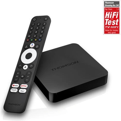 Thomson Streaming Box 240G 4K UHD - Google Cast, гласово управление с Google Assistant, LAN, оптичен аудио изход (THOMSON STREEMING BOX 4K UHD)