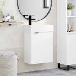 vidaXL Мивка за баня със смесител Бяло 45, 5 x 22, 5 x 84 см (889425)