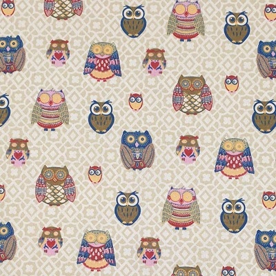 Dekoračná látka režná, farebné sovy, š.150
