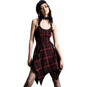 KILLSTAR Дамска рокля killstar - Рокля за бунтарки - КРЪВЕН ТАРТАН - ksra003972