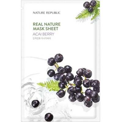 Nature republic Real Nature Acai Berr Sheet Mask - Хидратираща маска за лице с акай 1бр/23мл