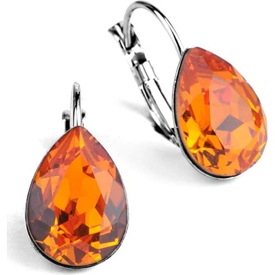 Swarovski Elements Pear Stříbrné náušnice visací oranžové slzičky, kapky 31242.3