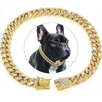 Pet Interest Метален златен нашийник за куче или котка с диаманти (789s)