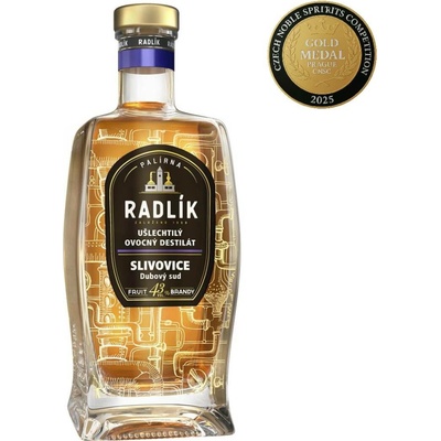 Radlík Slivovice dubový sud 43% 0,5 l (holá láhev)