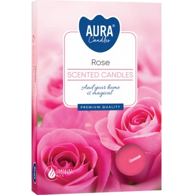 AURA 6 бр. чаени свещи aura с аромат на роза (p15-78)