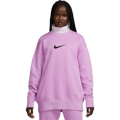 Nike NSW FLC OS Crew MS fialová čierna