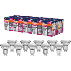 OSRAM LED Star Value PAR16 LED lamp for GU10 base, reflector lamp, GL, 350 lumens, cold white (4000K), replacement for conventional 50W light bulbs, not dimmable, pack of 10 - 4058075055162 (LVPAR165036 4,3